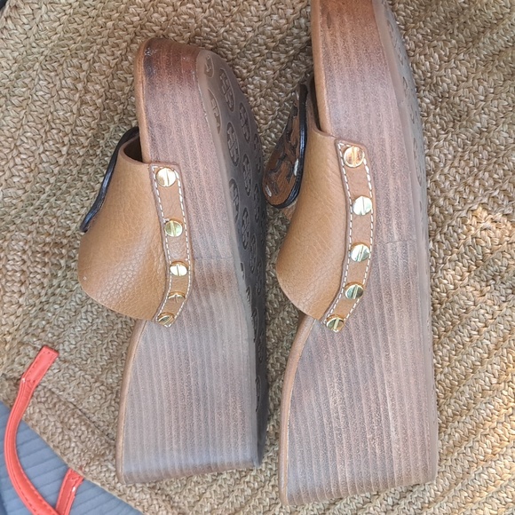 Tory Burch Tan Patti leather sandal Wedges - Picture 4 of 8